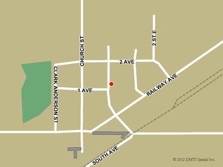 Map indicating the location of Zenon Park Scheduled Outreach Site at 755 Main Street  in Zenon Park